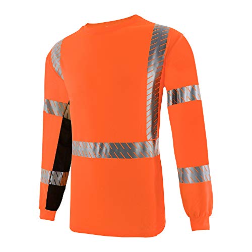 SMASYS Camisetas de segurança para trabalho, manga comprida refletiva de alta visibilidade classe 2,