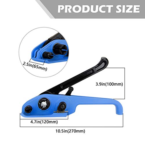 Image of MYFAMIREA Heavy Duty Poly Strapping Tensioner and Cutter Manual Banding Tools Windlass for 1 /2 inch -3 /4 inch Width Polyester Polyproplyn Strap (Venecian Blue)