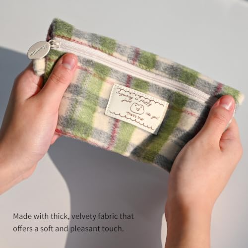 Image of Monolike Unmatched Friends Old Check Pencil Case, Beige - Pencil Pouch, Portable Pencil Bag, Pencil Case, Office Pouch case, Cushion, Soft, Vintage