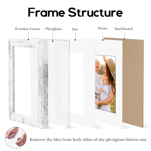 Image of 6 Pack 11x14 Frames, Mat for 8x10 Photos, Shatter HD Plexiglass | Removable mat fits two photo sizes, slim frame with stand for horizontal & vertical wall mount
