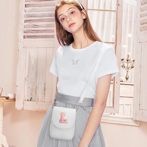 Image of Viverte Crossbody Purse for Teen Girls Small Initial Cell Phone Toddler Purse Leather Triple Compartment Crossbody Bags