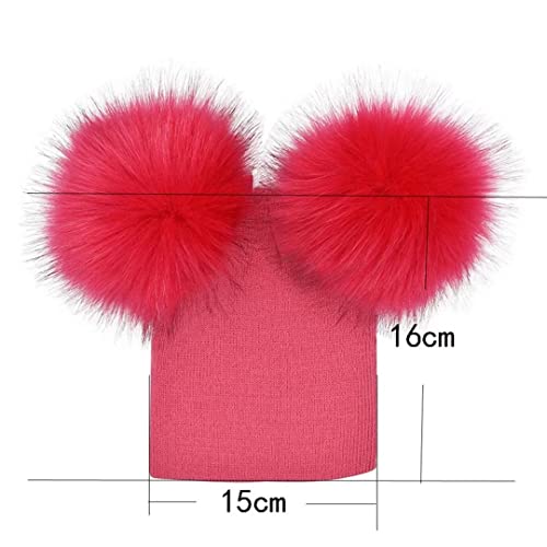 Unisex Kids Winter Pompom Hat Faux Fur Knitted Toddler Beanie Woolen Cap2