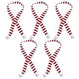 Amosfun 5PCS Cute Warm Knitting Striped Soft Fur Ball Decoration Scarves Christmas Scarf Christmas Decorations for Picnic Outdoor Activities Hiking
