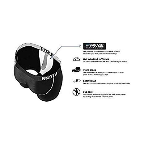Bn3Th Men's Classic Trunk Athletic Boxers - Breathable And Anti-Chafing Underwear With Our Patented Three-Dimensional Mypakage Pouch, Black, Large #TOP2