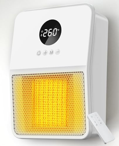 ヒーター 壁掛け 電気ファンヒーター【ECOモード・2秒速暖 ・パワフル・IPX2防滴仕様】セラミック 暖房器具 省エネ 吊り下げ式 脱衣所 熱中症対策 ヒートショック防止 大風量 2段階温風 8畳部屋対応 足元 電気ストーブ 切りタイマー機能 消し忘れ防止 リモコン付き LEDディスプレイ表示 温度センサー搭載 過熱保護 転倒保護 メモリー機能