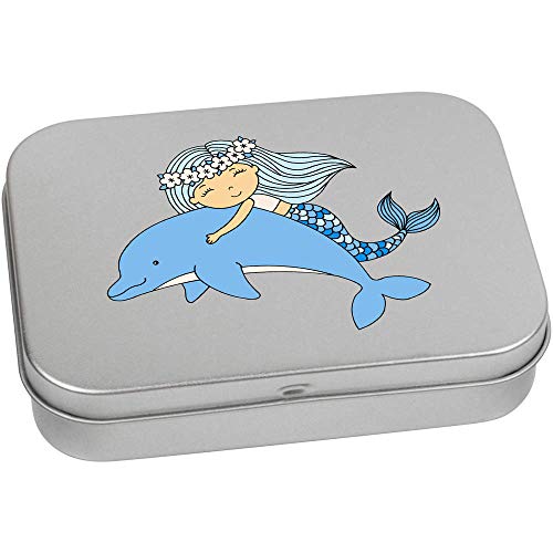 Azeeda 110mm 'Dolphin Mermaid' Metal Hinged Tin/Storage Box (TT00128434)