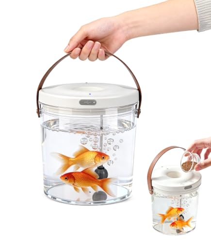 Betta Fish Tank Small Aquarium: 1.2L Portable Plastic Bowl Desktop Fishtank