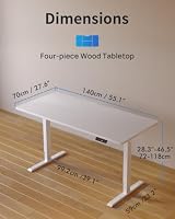 FEZIBO Höhenverstellbarer Schreibtisch mit USB-C&USB-A Ladeanschl 140x70cm – Ansicht 2