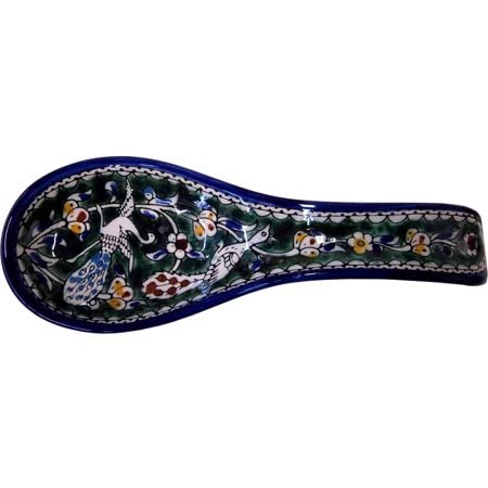 Bluenoemi Armenian Spoon Rest Ceramic Gift for Home Peacock Birds Kitchen Aid Gift for You and for Others