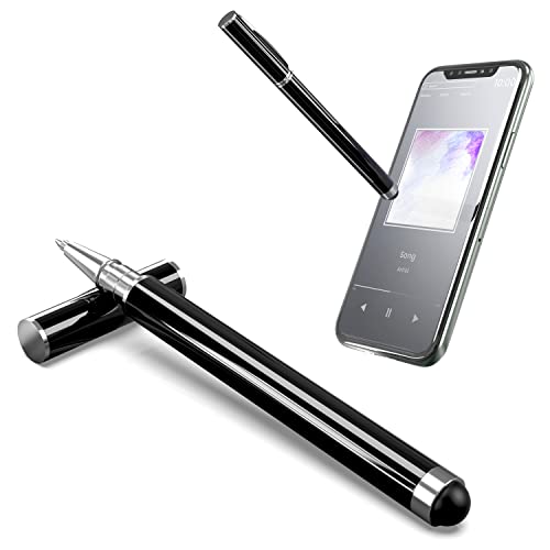 N NEWTOP Penna Capacitiva GD09 Universale 2in1 Stilo Pennino Scrivere Nera Tappo e Punta in Gomma Touch Screen e Vari Colori per Monitor Display Schermi Tablet Smartphone Cellulare Domotica (Nero)