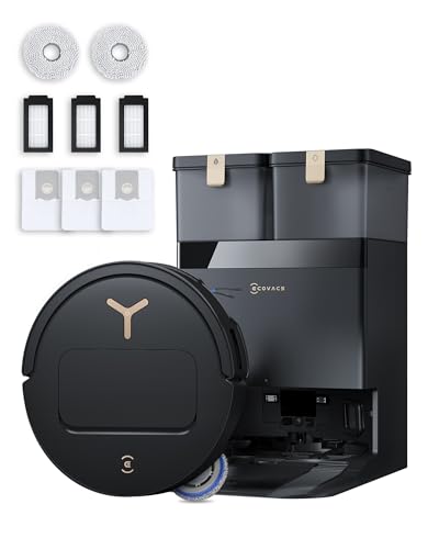 ECOVACS DEEBOT T50 PRO OMNI Gen3 Care kit Robot Aspirapolvere Lavapavimenti, Spazzola Lateral e Mocio a Estensione, 25000Pa, AIVI 3D 3.0, Detergente Automatico, Lavaggio a 75°C, Asciugatura, Nero