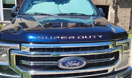(2017-2022) Hood Grille Decal Sticker Letter Inserts Inlays (Thin) for Ford F250 F350 F450 Super Duty (American Flag) - Worn