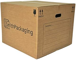 SmithPackaging 5 Extra Large Strong Double Wall Cardboard Packing Moving House Boxes 53cm x 53cm x 41cm with Carry Handles and Room List