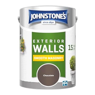 Johnstone's, Exterior Smooth Masonry Paint, Chocolate, Up to 15 Years Protection, Weather & Dirt Resistant, 60m² Coverage Per Tin, Dry in 1-2 Hours, 5L