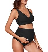 Century Star Maternity Swimsuit Bikini Set High Waisted Pregnancy Bathing Suits V Neck Push Up Tw...