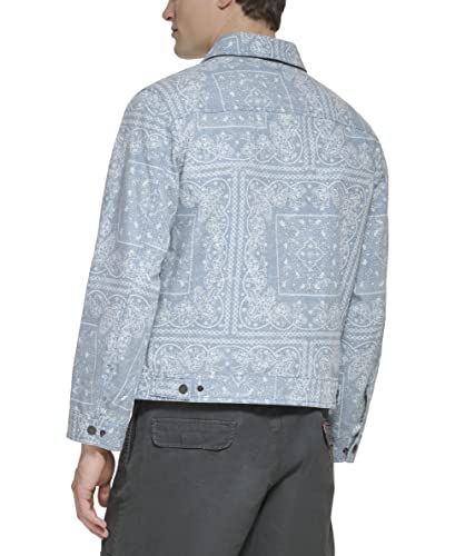 Levi's Jaqueta masculina leve de caminhoneiro, Tela de algodão com estampa azul claro, XXG