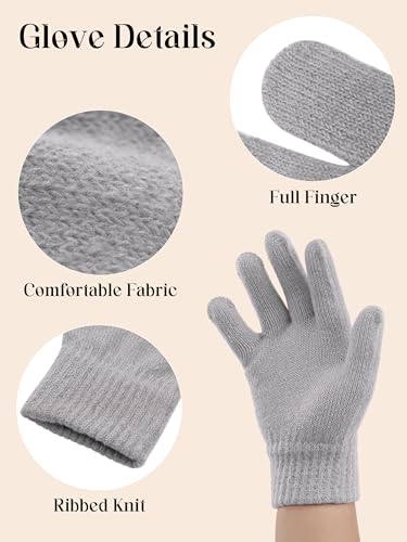 Image of Cooraby 12 Pairs Kid's Winter Magic Gloves Children Stretchy Warm Magic Gloves Boys or Girls Knit Gloves for 6-12 Years