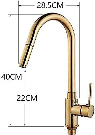 -Taps,Faucets,Hot Cold Golden Pull Out Spray Head Kitchen Faucets 360 Rotation Kitchen Mixer Tap Single Lever Mixer Tap Kitchen Sink Cold Hot Water Tap/D(D)