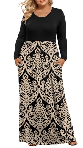 Image of LONGYUAN Women's Plus Size Maxi Dresses for Curvy Women Casual Long Dress XL-6XL