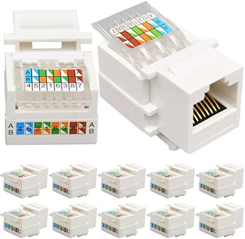 Xiatiaosann RJ45 Cat6 Keystone Jack, 10PCS Ethernet Wall Jack Inline Coupler Cat6 Network Coupler Cat5/5e/6 Compatible - Cat6 Network Coupler