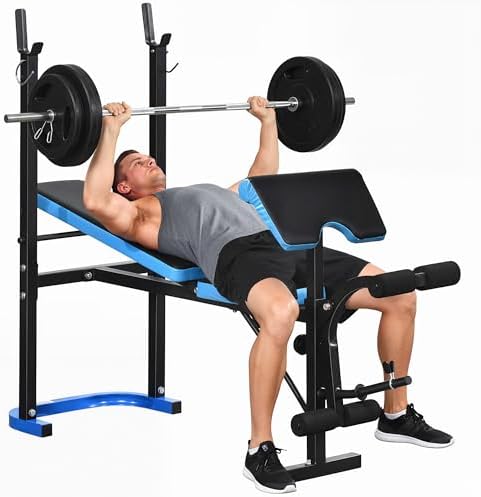 HOMCOM Banco de Musculación Multifuncional Banco de Pesas con Sop...