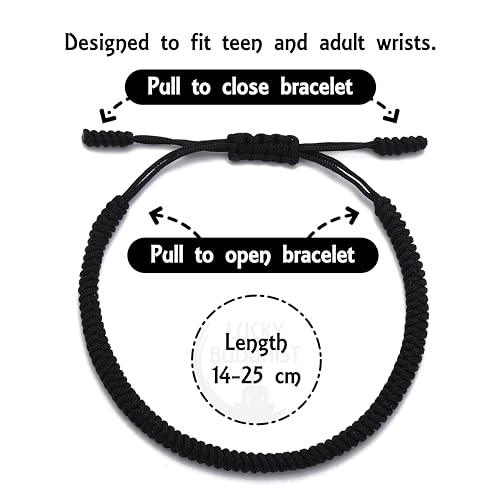 LUCKY BUDDHIST Handmade Bracelet + Buddhist Gift! Tibetan Good Luck String Armband. for Women, Men, Teens. Adjustable Size! Friendship Present. Handcrafted Rope Woven Chakra Wristband, 15–25 cm, Nylon