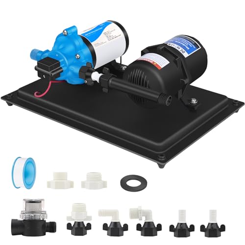 Image of DC HOUSE 12V RV Water Pump System and Pre-Pressurized Accumulator Tank 3.5GPM 45PSI Fresh Water Diaphragm Pump 12Volt with 0.75L 125PSI Accumulator Tank for Travel Trailer Camper Boat Kitchen Bathroom