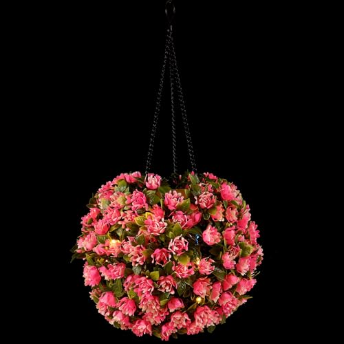 Yardenfun Lámpara Solar LED Colgante para Jardín Exterior con Diseño de Bola Floral Decorativa y Energía Solar para Terraza Patio y Césped Fácil Instalación Sin Cables