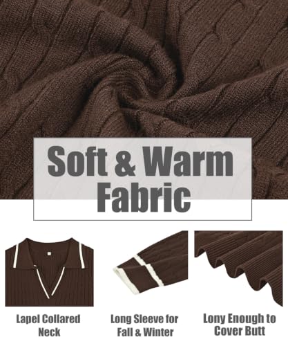 Image of CARCOS Plus Size Sweaters for Women Long Sleeve Pullover Sweaters Lapel Collared Vneck Knit Jumper Tops Fall Winter XL-5XL