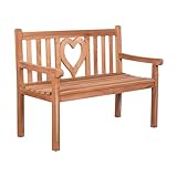 Riess Ambiente Massive Gartenbank Empire Teak - 120 cm - Outdoorbank aus Teakholz, wetterfest, Herzverzierung