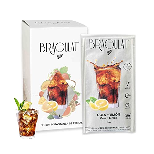 BRAGULAT | Zumo Concentrado de Frutas Sabor a COLA + LIMÓN | Bebidas y Refrescos Instantáneas en Polvo | Sin Azúcar, con fruta y Vitamina C | Agua con Sabor a Cola + Limón | 15 Sobres Cover
