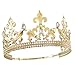 Produktbild Royal King Krone Herren Metall Prinz Kronen Tiaras Full Round für Weihnachten/Hochzeit/Ball/Festzug/Geburtstagsfeier/Fotografie (Gold)