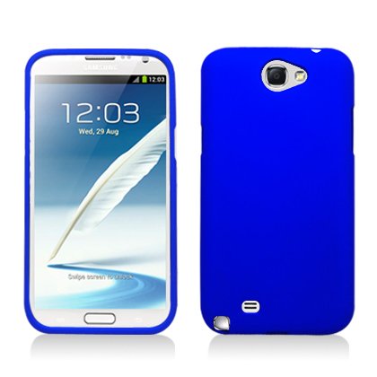 SAMNOTE2PCLP002 Rubber Essentials Slim and Durable Rubberized Case for Samsung Galaxy Note 2 N7100 - Retail Packaging - Blue