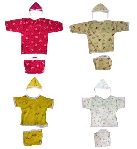 Image of TANGY Hosiery Newborn Baby Boy's and Baby Girls Jhabla Clothing Top Set(Pack of 4)