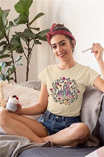 Magical Shirt For Women Magic Kingdom T Shirt Family Holiday Vacation Tee Castle Graphic Short Sleeve Tops Apricot #TOP3