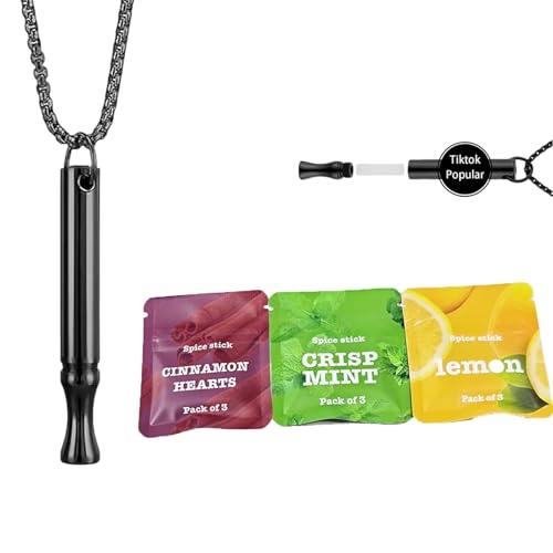 Breathing Necklace to Quit Smoking and Vaping - Quit Smoking Inhaler with Refillable Multi-Flavor Pods, Stop Smoking Aids & Fidget Necklace for Anxiety Relief, Smokeless Inhaler for Adults
