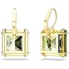Swarovski Millenia Drop Earrings, Square Cut, Green Crystal, Gold-tone Finish