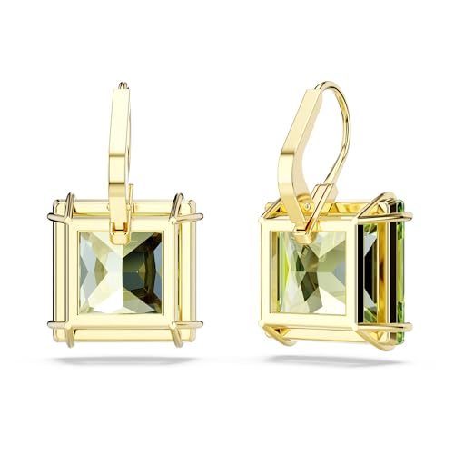 Swarovski Millenia Drop Earrings, Square Cut, Green Crystal, Gold-tone Finish4