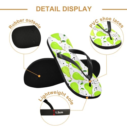 Pear Leaves Dots White Flip Flops for Beach Thong Sandals Anti-slip Lightweight Beach Slippers for Summer Outdoor Travel3