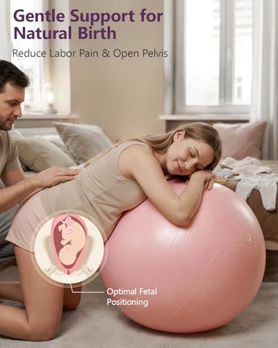 Image of Slim Panda Anti-Burst Exercise Ball - Heavy Duty Stability Ball for Yoga & Fitness - Non-Slip Yoga Ball for Core Training & Posture - Includes Pump
