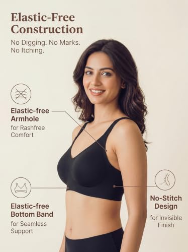 Image of Tweens Cotton Padded Bonded Bra for Women | Full Coverage Wire-Free Bra | Seamless No-Dig Comfort | Breathable Cotton | Elastic-Free Bottom Band & Side Wings | Pack of 1|