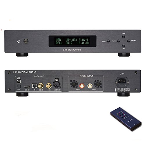 L.K.S Audio MH-DA004 Dual ES9038pro Flagship DAC DSD Input Coaxial BNC AES EBU for DoP USB I2S Optical Audio Decoder Black Standard USB Version