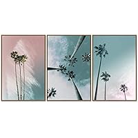 3 Piece Framed Canvas Wall Art Palm Tree and Pink Sky Canvas Prints Home Artwork Decoration for Living Room,Bedroom - 16