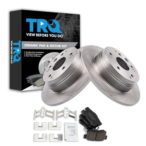 Image of TRQ Rear Ceramic Brake Pad and Rotor Set Compatible with 2001-2003 Acura CL