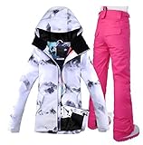 Material: ALGODÓN Traje de esquí JSGJHXFGsou Snow Ski Suit Traje de Mujer al Aire Libre Impermeable Montañismo Coreano Doble Tabla Single Board Ropa de esquí Blanca Larga, Color3, S