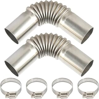 24mm Air Diesel Parking Heater Exhaust Pipe Tube Elbow Connector Exhaust Pipe Duct Connector Diesel Boat Heater Parts Car Accessories for Eberspacher Webasto - silver-2pcs