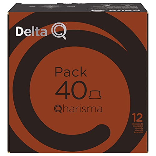 Delta Q Qharisma- Pack Cápsulas Intensidad 12 15 - Café Molido De Tueste Natural Con Mezcla De Orígenes De India, Togo Y Uganda - Para Sistema Q, Avellana, 40 Unidad