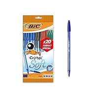 BIC Cristal Soft Penne a sfera punta media (1,2 mm) - Colori assortiti, sacchetto formato speciale...