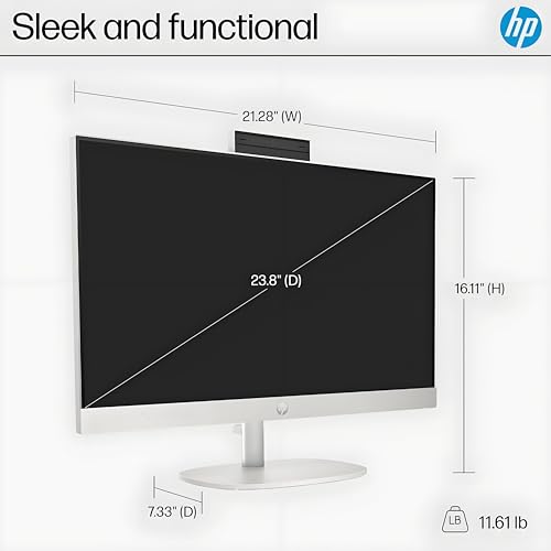 Image of HP 2025 24 inch FHD All in one Desktop Computer Powerful Performance for Home & Office, AMD Ryzen 7 7730U, 16GB RAM, 1TB PCIe SSD, Dual Speakers, Slim Bezel, Wi-Fi 6, HDMI, Bluetooth, White, Windows 11