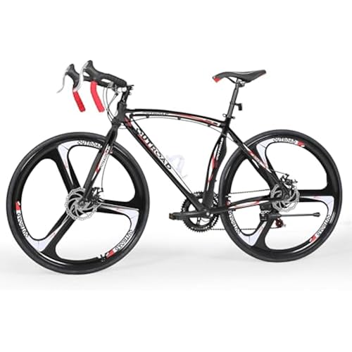 Max4out 700C Wheel Road Commuter Bike, 14 Speed Shifter, Dual Disc Brakes Racing Bicycle with Light Aluminum Alloy Frame for Adult Men and Women